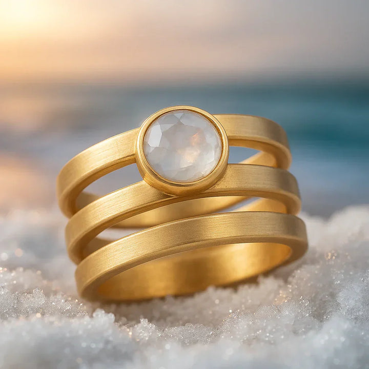 Zelta Āzijas Gredzens ar Daudzām Kārtām Rādītājpirkstam