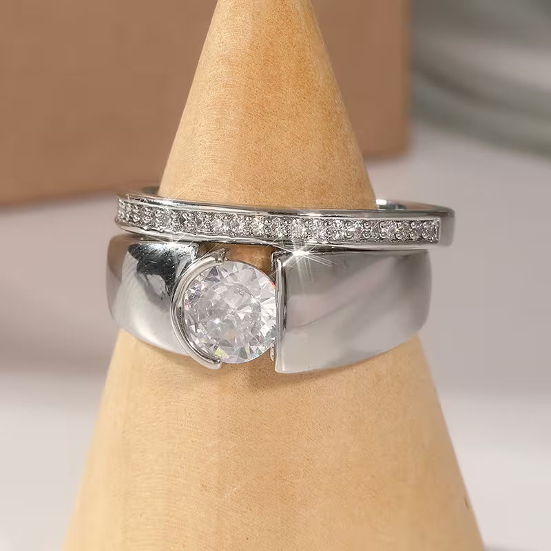 Krāšņs Galo astes gredzens ar lielu zirkonija kvadrātu