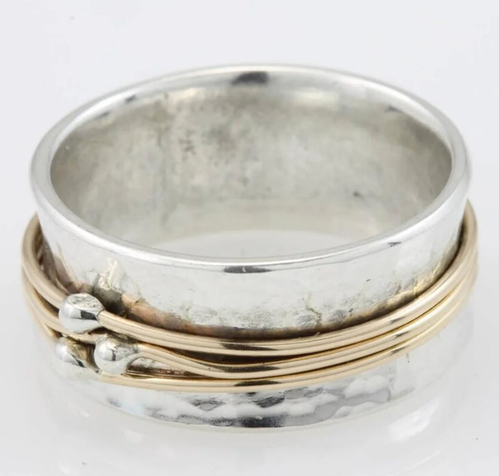 Anel Vintage Dourado ar Slāņiem Sudraba Krāsā