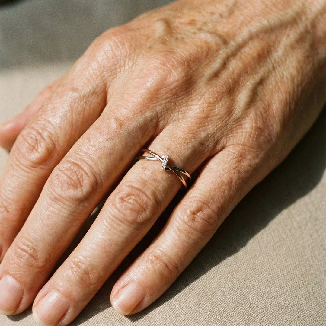 Aplauzēts Gredzens Rozā Zeltā un Sudrabā