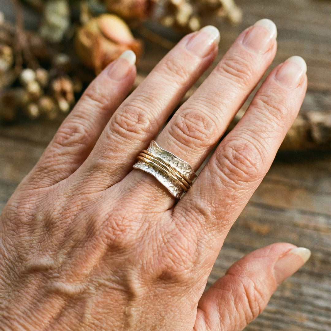 Anel Vintage Fino Griezējs Zeltā un Sudrabā