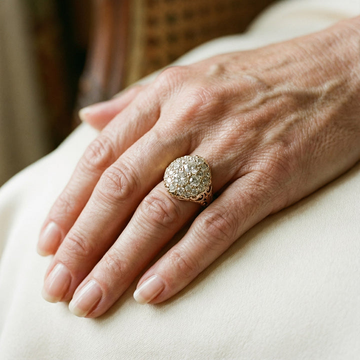 Anel Vintage Sarkanā Zelta Gredzens ar Dimantu