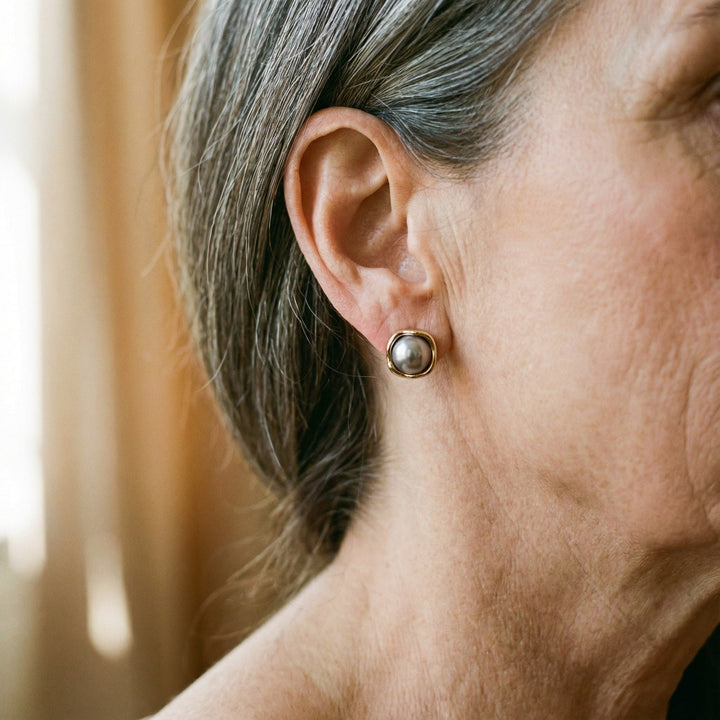 Eleganti Melno Pērļu Auskari