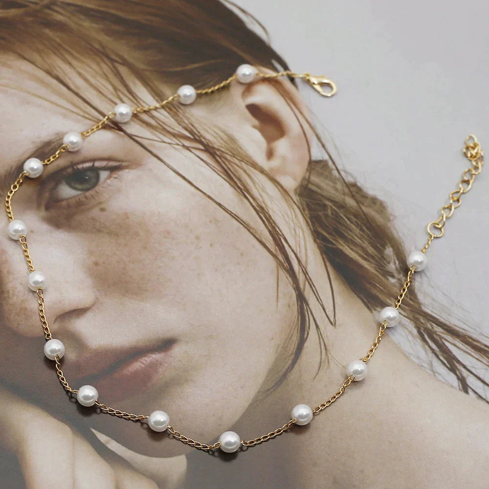 Mazs Pērļu Kaklarota Zeltā