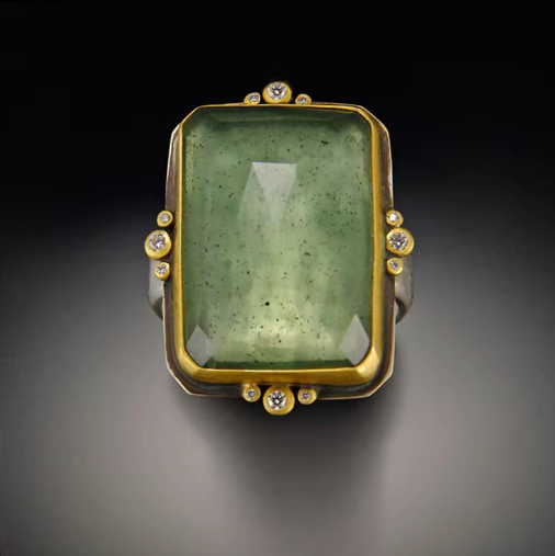 Anel Kvadrāts Retro Franču ar Kristālu