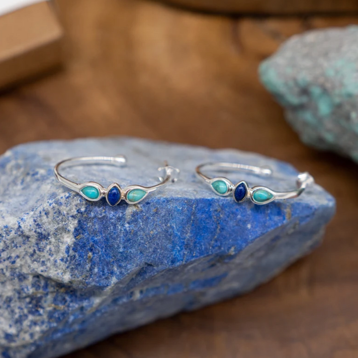 Vintage auskari ar zilu emalju