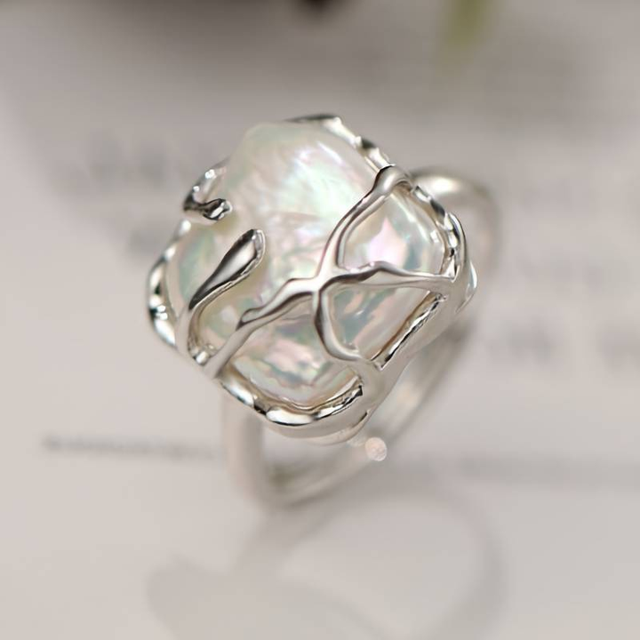 Vintage Gredzens Sudrabā ar Pērli